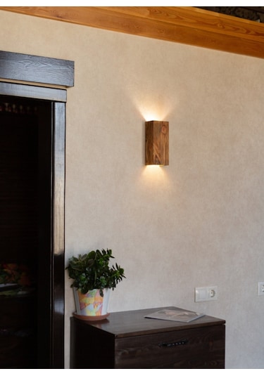 Dcarthuma Yansıtma Tasarımlı Çift Yönlü Ahşap Salon Duvar Aplik Açık Kahverengi