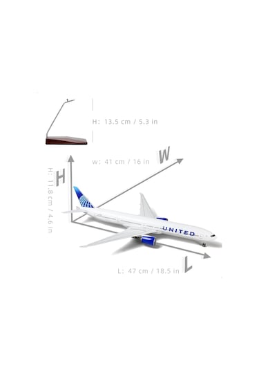1/157 Ölçekli Boeing 777 United Airlines 47 Cm Model Uçak