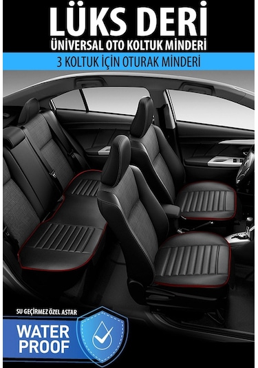 Su Geçirmez Deri Oto Ön Arka Araba Koltuk Minder Örtüsü 3'lü