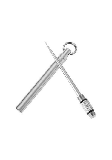 Gümüş Titanyum Alaşımlı Açık Edc Kürdan Meyve Çatalı Kamp Aracı Kürdan Tutucu Titanyum Kürdan Gümüş