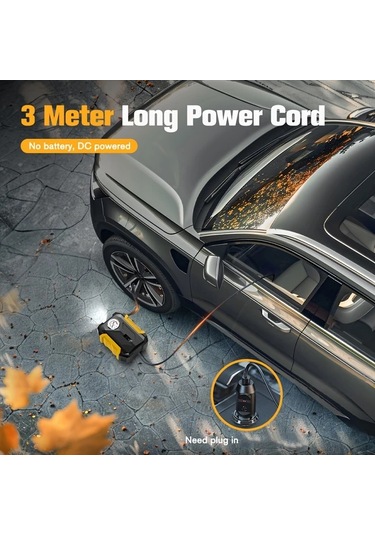 Xuweiwei Portable Air Compressor Carsun 1set Araba Oto Motosiklet Bisiklet Için 12v Dc Led Işıklı Siyah