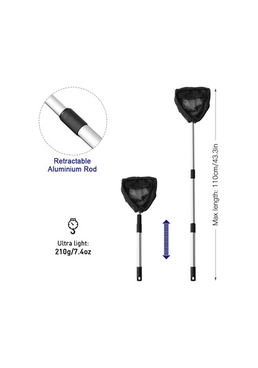 Ranyeek Alüminyum Allüvyum Top Toplayıcı, 3 Bölüm Genişletilebilir, 59-110 Cm, Siyah, Hızlı Top Toplama, Enerji Ve Zaman Tasarrufu
