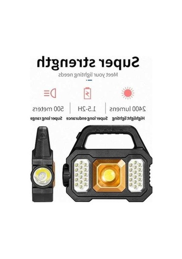 Opulentliving 500 Lümen Güneş Enerjili Taşınabilir Fener, 6 Modlu, Su Geçirmez, Altın, Kamp Acil Durum Altın