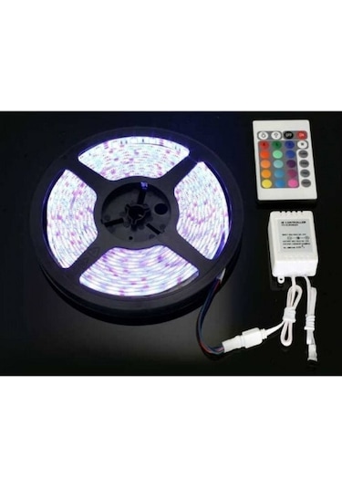 Led Animasyonlu Tak Çalıştır Kumandalı Trafolu Rgb Şerit Işık Aydınlatma 5 Metre Beyaz