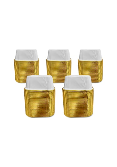 Kafem Muffin Kek Kapsülü Kare Beyaz-altın 25li X 5 Paket - K38 Beyaz