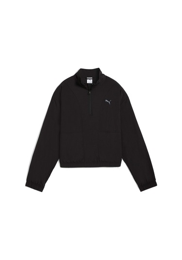Puma Her Woven Kadın Siyah Klasik Yaka Sweatshirt Siyah