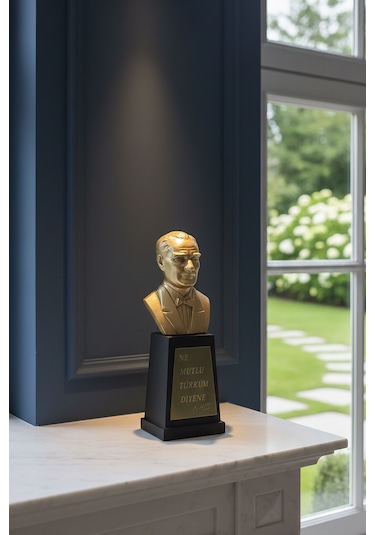 Atatürk Büstü Mini 13cm Polyester Hediye Dekoratif Büst Heykel 001