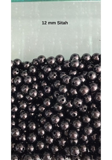 100 Gram - İnci Boncuk - 12 Mm Renk : Siyah