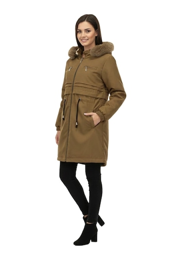 Baglan Kadın Kapüşonlu İçi Peluş Mont Bgl-st05027 Taba
