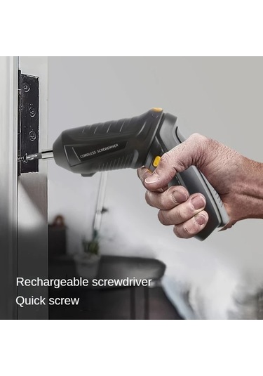 Honeybeeshop İki Parti Elektrikli Vida Led Işıklı Döner Saplı 3 6v Şarjlı Kablosuz Tornavida Usb İle Çalışan Ev Tamir Aleti