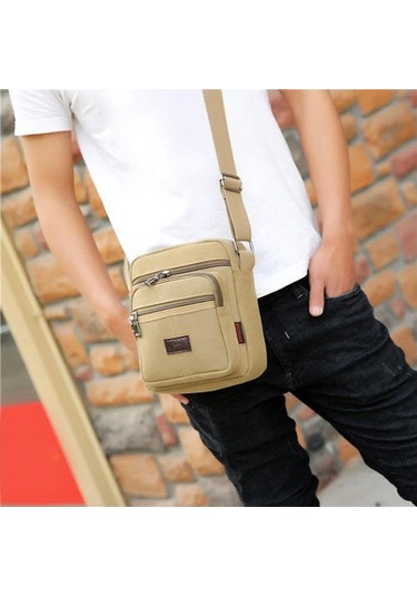 Erkekler İçin Şık Ve Fonksiyonel Tuval Çapraz Çanta, Fermuarlı Omuz Çantası, Haberci Çantası, Spor Ve Günlük Kullanım İçin Pratik Göğüs Çantası Yeşil