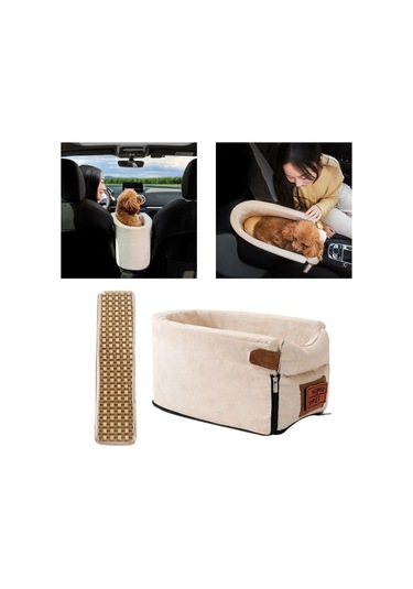 Fochsia F Fityle Araç İçi Evcil Hayvan Taşıma Sepeti - Bej