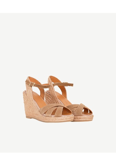 Yargıcı Çapraz Bantlı Dolgu Süet Espadril 26ykay4033x 017 Bej