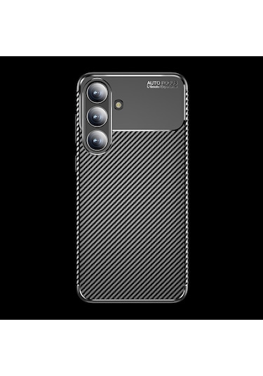 Samsung Galaxy Uyumlu S25 Fe Kılıf Karbon Silikon Case Kapak Siyah