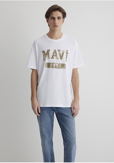 Mavi - 1991 Baskılı Beyaz Tişört 0612573-620 Beyaz