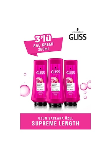 Gliss Supreme Length Uzun Saçlara Özel Saç Kremi 360 ML x 3