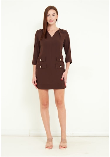 Favori Kadın Yaka Kısmı Büzgülü Düğme Detaylı Şık Truvakar Kol M 001