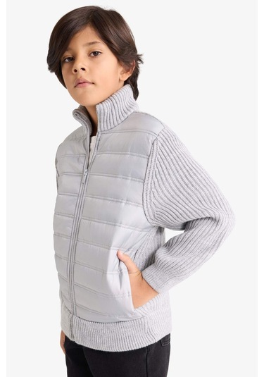 Defacto Erkek Çocuk Yarım Balıkçı Yaka Fermuarlı Triko Hırka C1765a825augr400 Gri