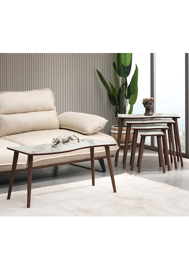 Vovvahome Salsa 4lü Mdf Ahşap Zigon Sehpa Ve Orta Sehpa - Beyaz