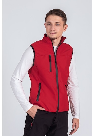 Vatan Tekstil Softshell Dik Yaka Erkek Yelek Kırmızı