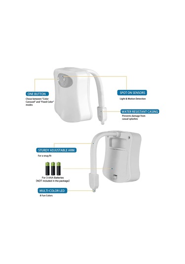Vkemall 2 Adet Tuvalet Işığı - Hareket Sensörlü 8 Renkli Led Gece Lambası, Otomatik Açma-kapama, Esnek Kollü, Güvenli Kullanım Vkemall 2 Adet Tuvalet Işığı - Hareket Sensörlü 8 Renkli Led Gece Lambası, Otomatik Açma-kapama, Esnek Kollü, Güvenli Kullanım