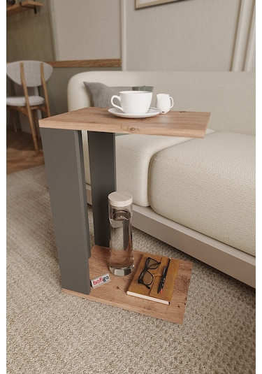 Bofigo C Sehpa Tekerlekli Sehpa Yan Sehpa Koltuk Sehpası Çam - An