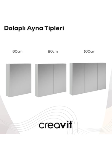 Creavit D20 60 Cm Melamin Aynalı Dolap Antrasit