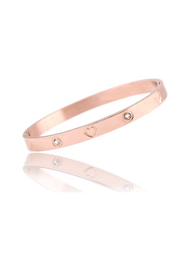 Rose Gold Basit Moda Titanyum Çelik Üç Renkli Gül Altın Paslanmaz Çelik Bilezik 304 Titanyum Çelik Aşk Bileklik Rose Gold