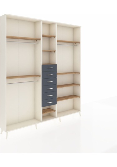 Arges Dolap 10 Raflı 6 Çekmeceli 3 Askılı 220x30x243 Aytaşı-çam/antrasit Atlas Çam/antrasıt