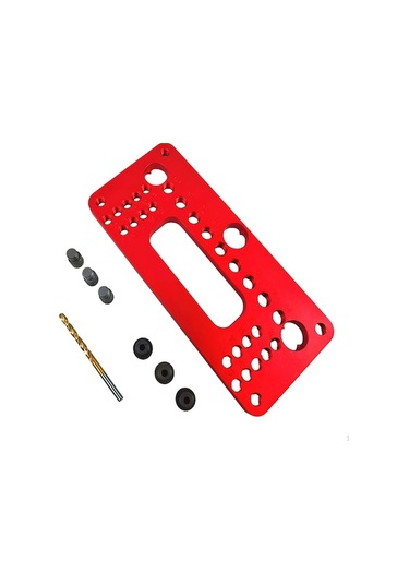 Novahub Kırmızı Dolap Kolu Delik Matkap Şablonu Donanım Jig Aracı Kapı Delgi Çok Amaçlı Kırmızı