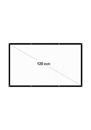 120 İnç Duvar Tipi Projeksiyon Perdesi, 16:9 Poliester Beyaz Perde, Taşınabilir Ve Katlanabilir Tasarım