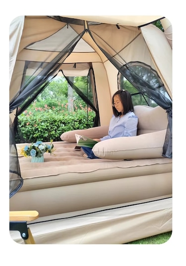 Su Geçirmez Şişme Kamp Çadırı 6 Kişilik Aile Çadırı 230x230x170cm Bej