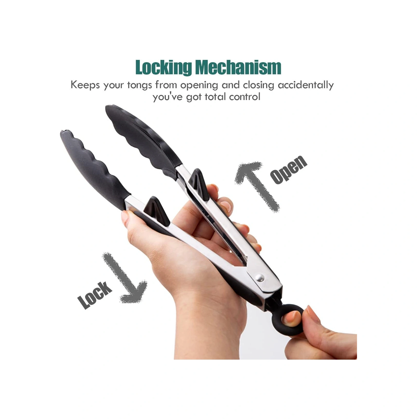 Kosona 3'lü Siyah Silikon Uçlu 23cm Paslanmaz Çelik Mutfak Makasları - Barbeque, Makarna, Salata İçin Çok Renkli