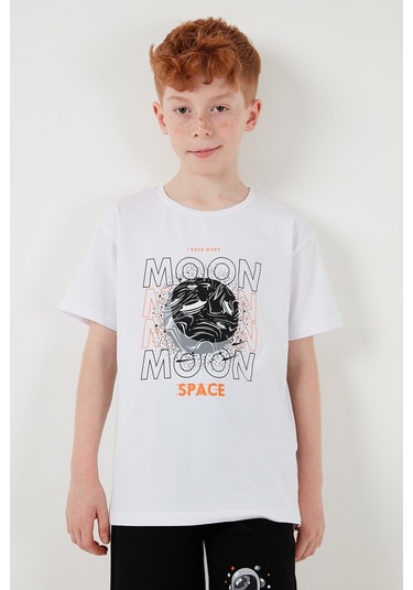 Lela Pamuklu Regular Fit Bisiklet Yaka Şortlu Alt-Üst Erkek Çocuk Takım 6212008 Beyaz