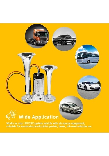 Motion003 Aazrzrz 2024 Yükseltilmiş Çift Tonlu Tren Kornası Gümüş Renkli 1 Nesil Düdük