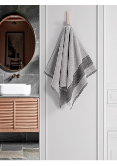 %100 Cotton Saç Havlusu Maura 50x90 Cm Açık Gri