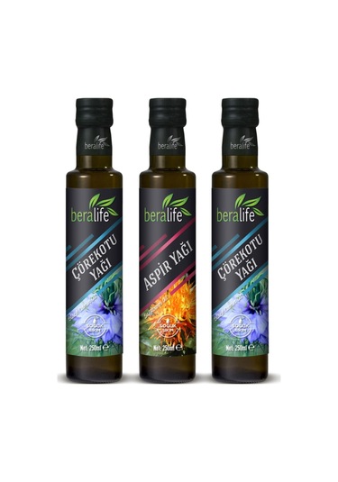 Beralife Çörek Otu Yağı 2 x 250 ML + Aspir Yağı 250 ML