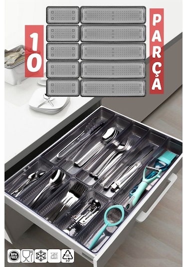 Nandy Home 10 Parça Çekmece İçi Kaşıklık, Düzenleyici, Organizer