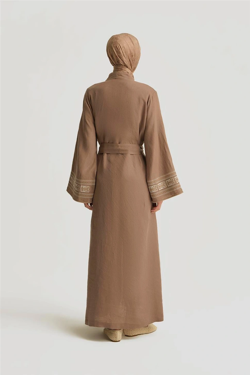 Armine Nakış Detaylı Abaya 25yd4239 Vizon Vizon
