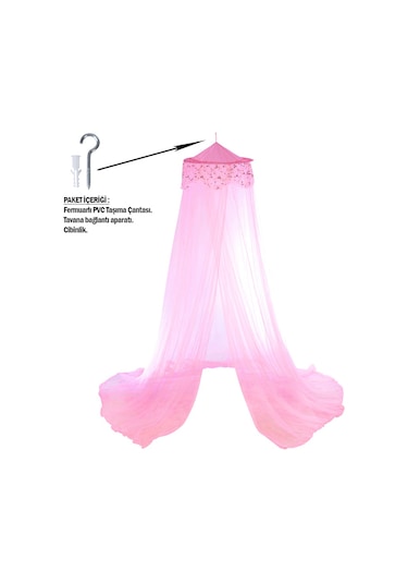 Yatak Gölgelikli Mega Boy Lüks Cibinlik Sineklik - Pembe