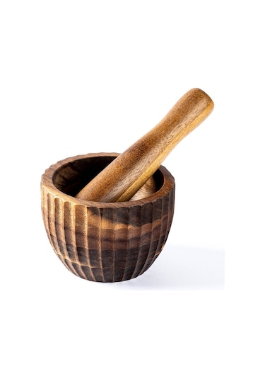 Tantitoni Akasya Ağacı Tırtıklı Havan Seti 12x8cm