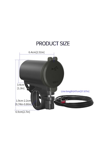 Springsun Siyah Ip65 Su Geçirmez 3.1a Çift Usb Şarj Cihazı, Voltmetre Ve M1 Anahtar Tutucu, 12v Dc Giriş, Kırmızı Işık, Abs Malzeme