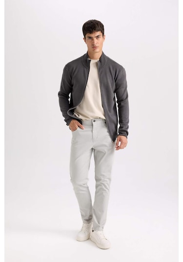 DeFacto Yazlık Gabardin Chino Kanvas Pantolon Slim Fit Dar Kesim Dar Paça Cepli B2089AX25SPGR296