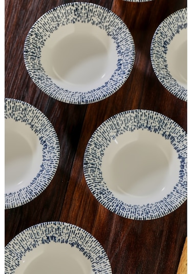 Cooker 6'lı Desenli Porselen Çay Tabağı Mavi