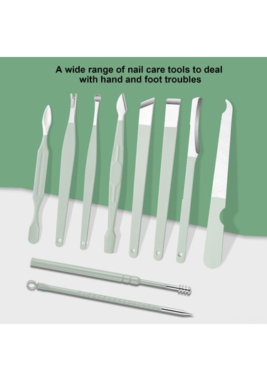 Kangvka Stainless Steel Pedikür Ve Manikür Seti, 16 Parça Fırça İle Folding Çanta, Yeşil/rose Gold/mor/mavi/siyah Seçenekleri Yeşil