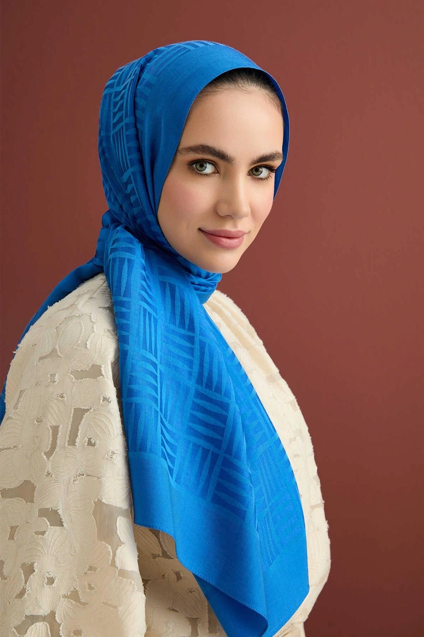 İmannoor İman Kare Naia Şal 70x210 241-3007 Mavi