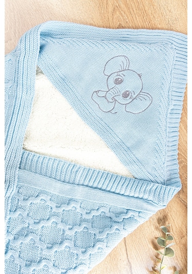 Fil Figürlü Içi Peluş Triko Bebek Battaniye Bebek Kundak Çok Renkli