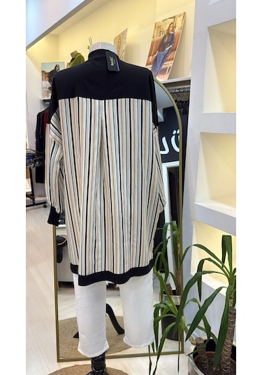İnvee Ekose Desenli Siyah Camal Tunik 6652 Camel