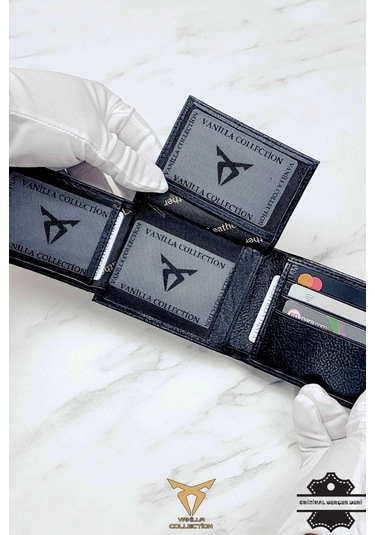 % 100 Hakiki Deri Ergonomik Cüzdan Kartlık Portföy Siyah