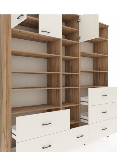 Hyperion Dolap 17 Raflı 6 Çekmeceli 3 Kapaklı 220x44x243 Çam-aytaşı/aytaşı Aytası/aytası